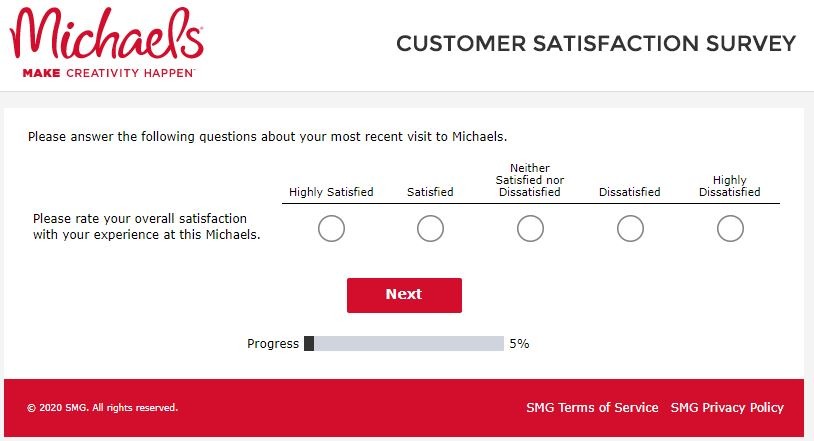 MyMichaelsVisit survey